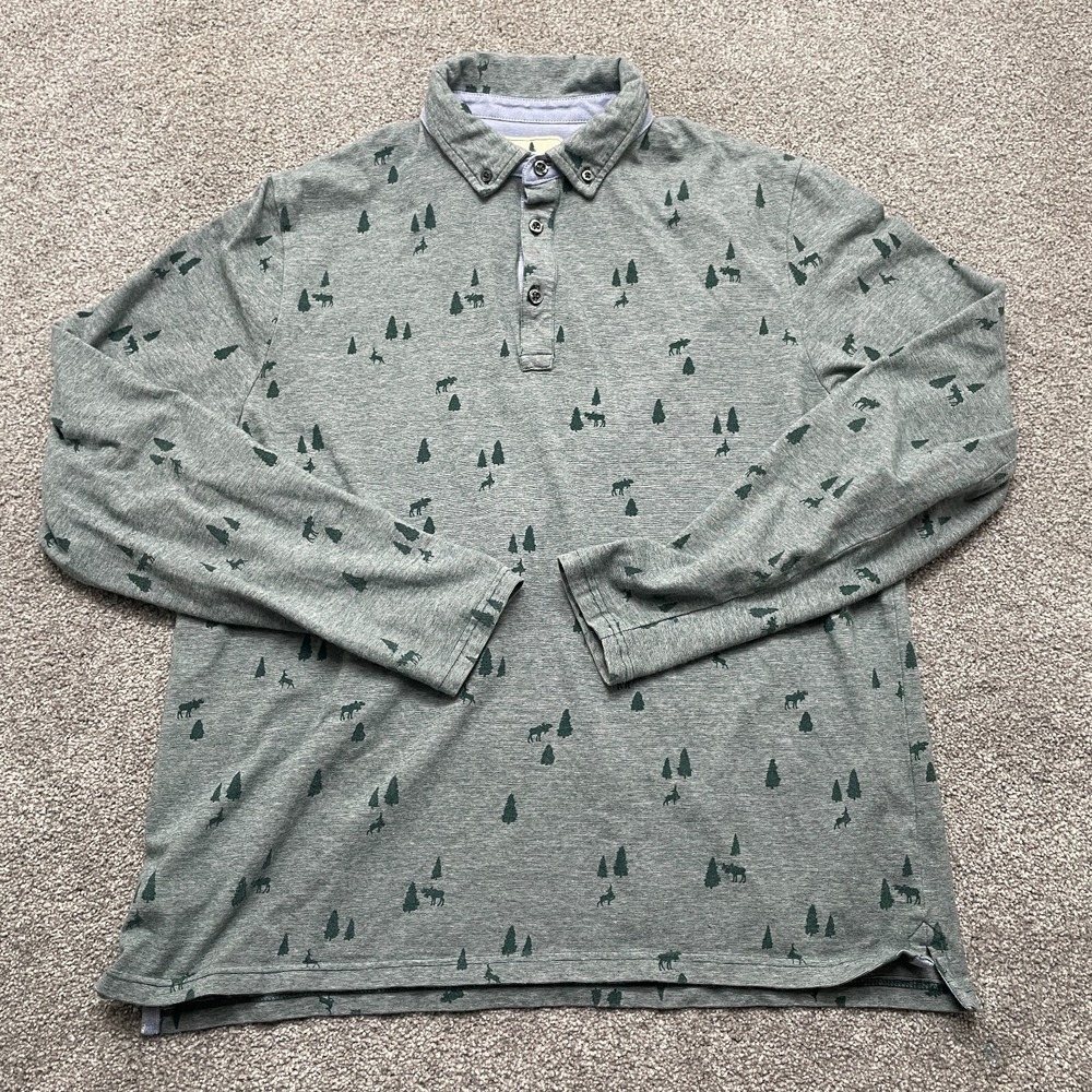 Southern Pines Polo Shirt Adult Medium Green All‎ Over Tree Print Mens